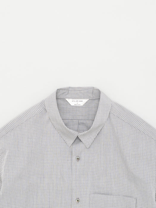 Still By Hand Regular Collar Shirt in Grey Check