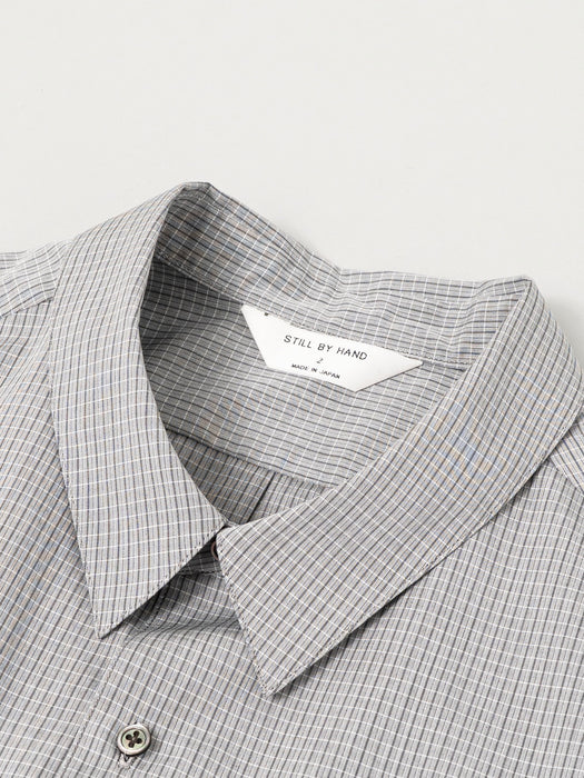 Still By Hand Regular Collar Shirt in Grey Check