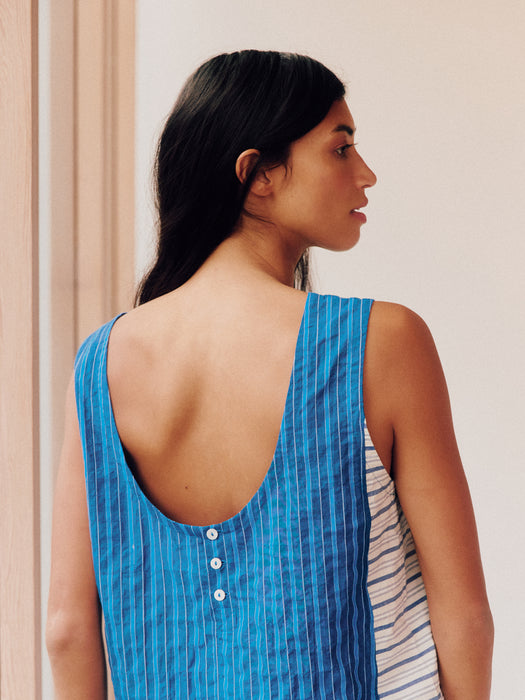 Sideline Wake Top in Cobalt Stripes