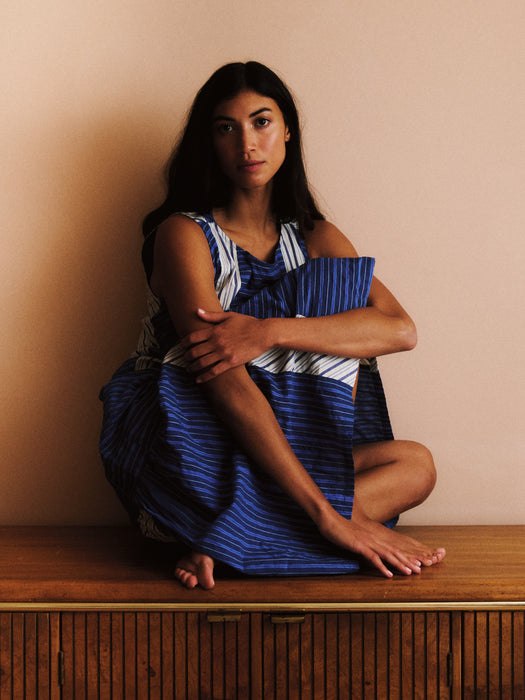 Sideline Amee Dress in Cobalt Stripe Mix