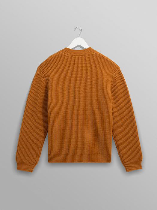 Wax Walker Cardigan in Rib Stitch Ochre