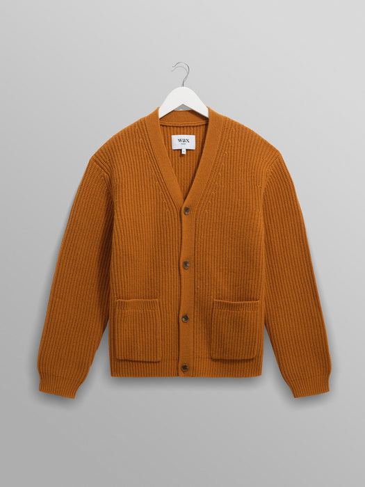 Wax Walker Cardigan in Rib Stitch Ochre